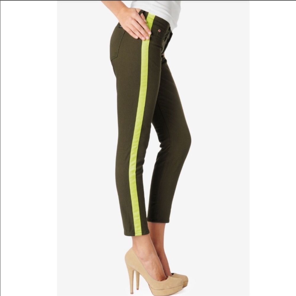Hudson Lou Lou tuxedo green striped racer jeans 27